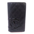 CHANEL Quilted CC Cambon Long Wallet Calfskin Leather Black Pink