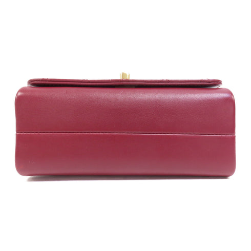 CHANEL Quilted CC GHW 2 Way Chain Shoulder Bag Calfskin Leather Red v1