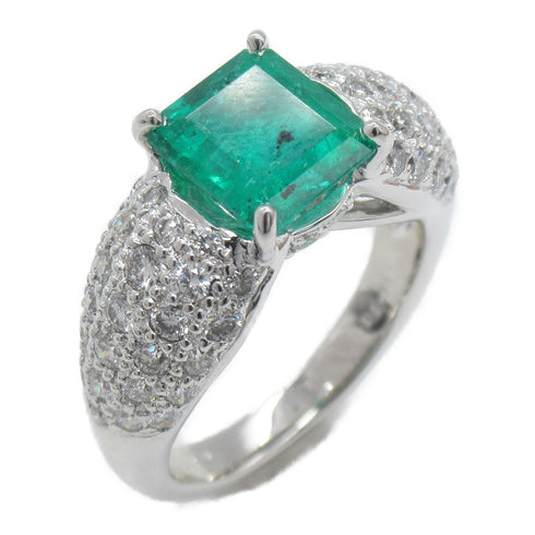 FINE JEWELRY 2.27ct Emerald 1.30ct Diamond Ring 18KWG White Gold US#5.5