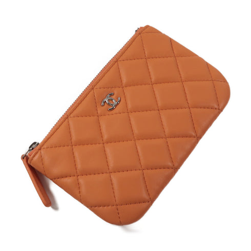 CHANEL CC SHW Pouch Lambskin Leather Orange