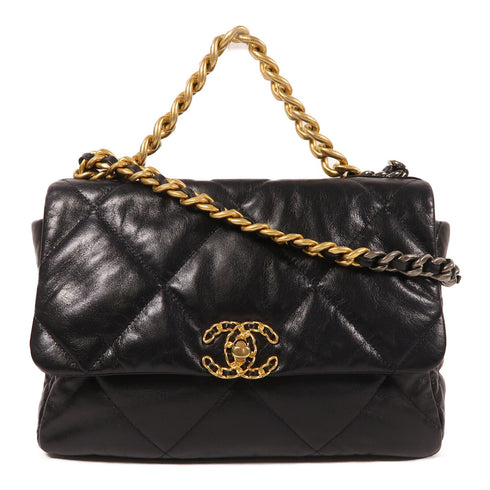 CHANEL CC Chanel 19 2 Way Chain Shoulder Bag AS1161 Calfskin Leather Black