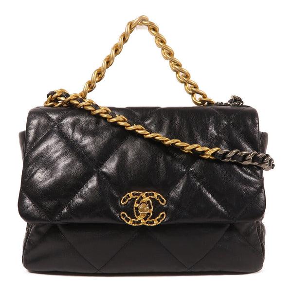 CHANEL CC Chanel 19 2 Way Chain Shoulder Bag AS1161 Calfskin Leather Black