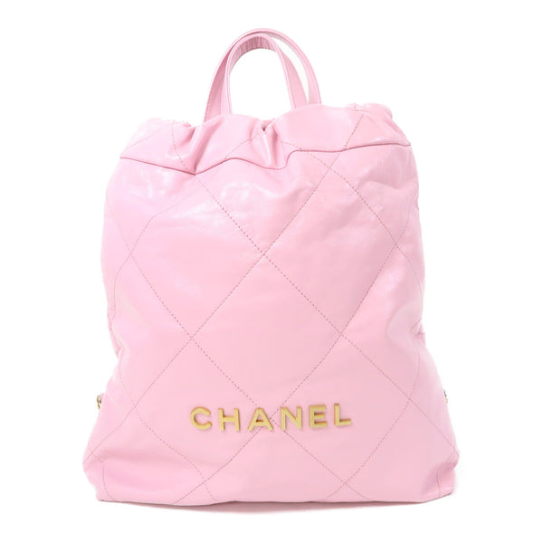 CHANEL Quilted CC GHW Chanel 22 Medium Rucksack/Backpack Calfskin Leather Pink