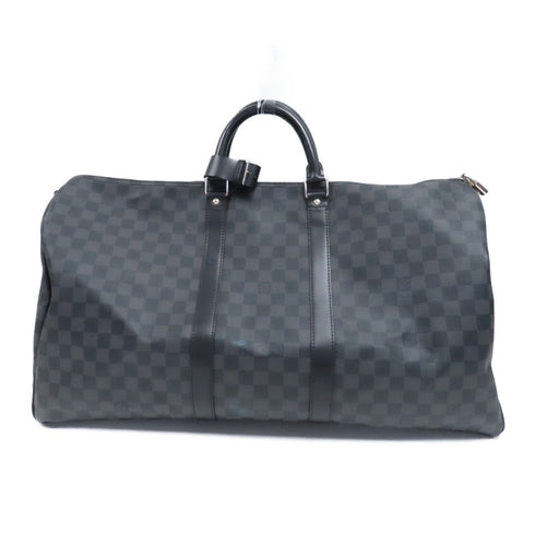 LOUIS VUITTON LV SHW Keepall 55 Boston Travel Bag N41413 Damier Graphite Gray