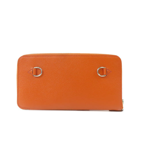 HERMES PHW Nouveau To Go Shoulder Bag Epsom Leather/Swift Leather Orange/Pink