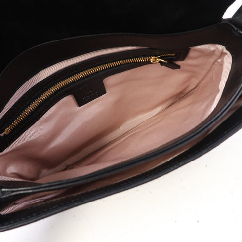 GUCCI GG GHW Shoulder Bag 550126 Suede Leather Black