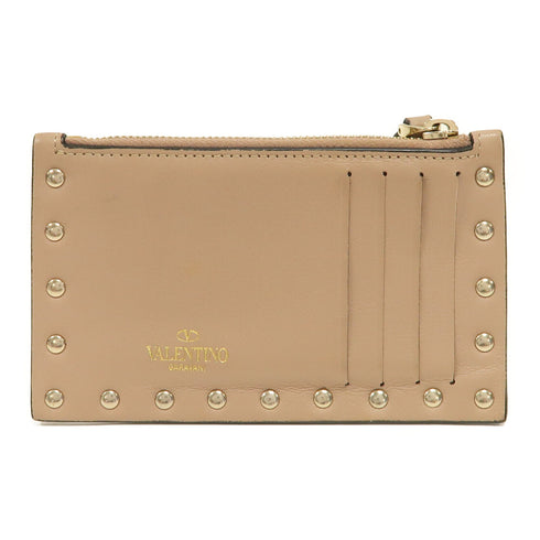 Valentino GHW Card Coin Case Calfskin Leather Pastel Pink