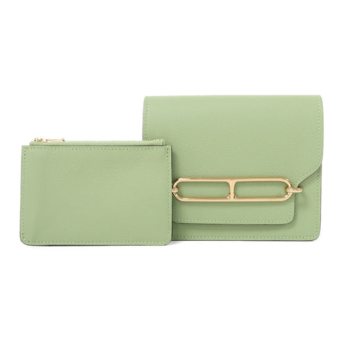 HERMES GHW Roulis Slim Wallet Evercolor Leather Vert Criquet Green