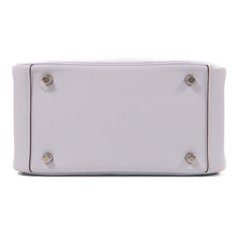 HERMES PHW Mini Lindy 2 Way Shoulder Bag Veau Swift Leather Bleu Pale