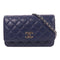 CHANEL CC SHW Wallet On Chain Shoulder Bag Calfskin Leather Blue