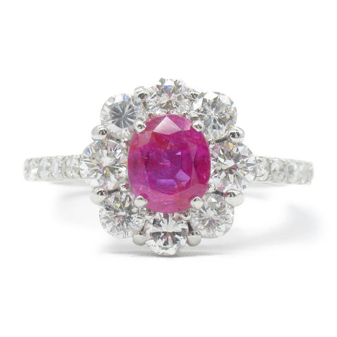 FINE JEWELRY 0.925ct Pink Sapphire 0.95ct Diamond Ring PT950 Platinum US#5.75