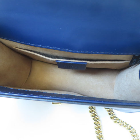 GUCCI GG GHW Sylvie Mini Bag Chain Shoulder Bag 431666 Calfskin Leather Blue