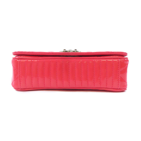 CHANEL CC SHW Chain Shoulder Bag Patent Leather Red