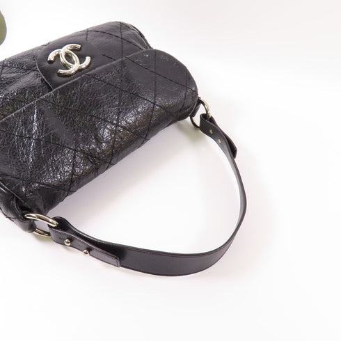 CHANEL CC SHW Shoulder Bag Calfskin Leather Black
