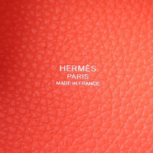 HERMES PHW Picotin PM Handbag Clemence Leather Rose Jaipur/Red