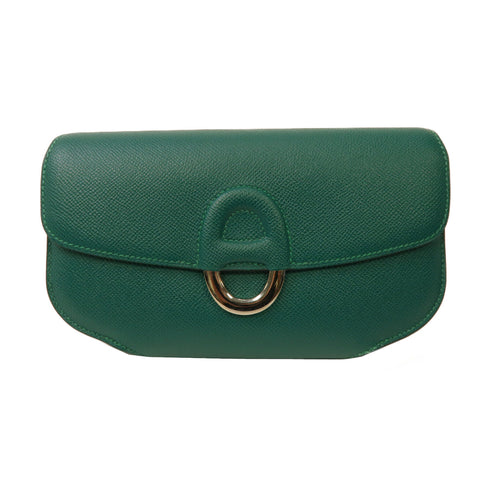 HERMES PHW Cherche Midi 22 Clutch Bag Epsom Leather Malachite