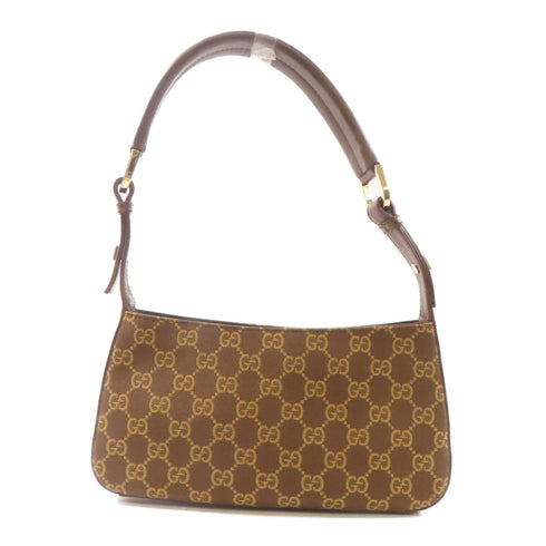 GUCCI GG GHW Shoulder Bag Canvas/Leather Brown