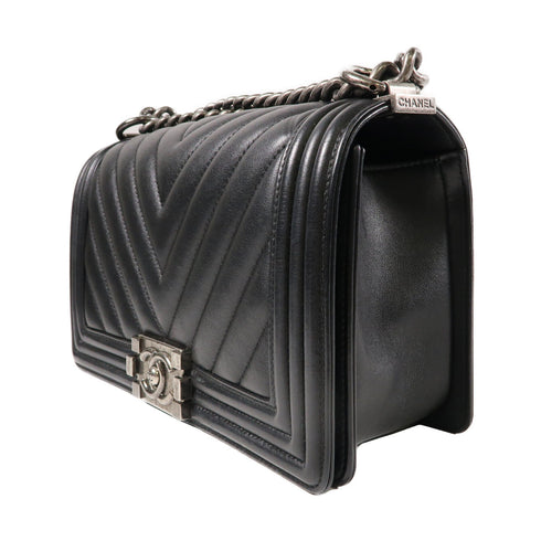 CHANEL CC SHW Boy Chanel 25 Chain Shoulder Bag A67086 Calfskin Leather Black