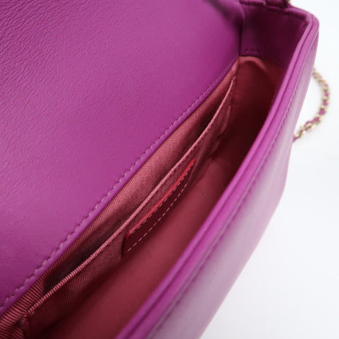 CHANEL Quilted CC GHW Chain Shoulder Bag AS2321 Lambskin Leather Purple