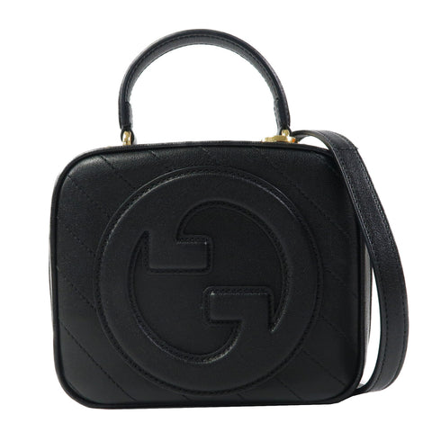 GUCCI GG GHW Blondie 2 Way Shoulder Bag Handbag 744434 Calfskin Leather Black