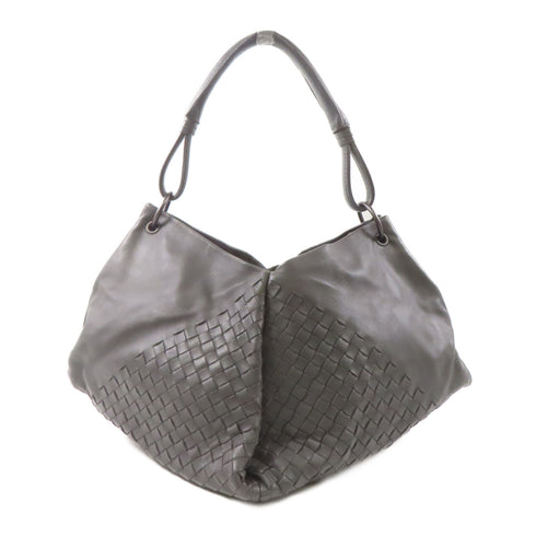 BOTTEGA VENETA BV Shoulder Bag Intrecciato Leather Gray