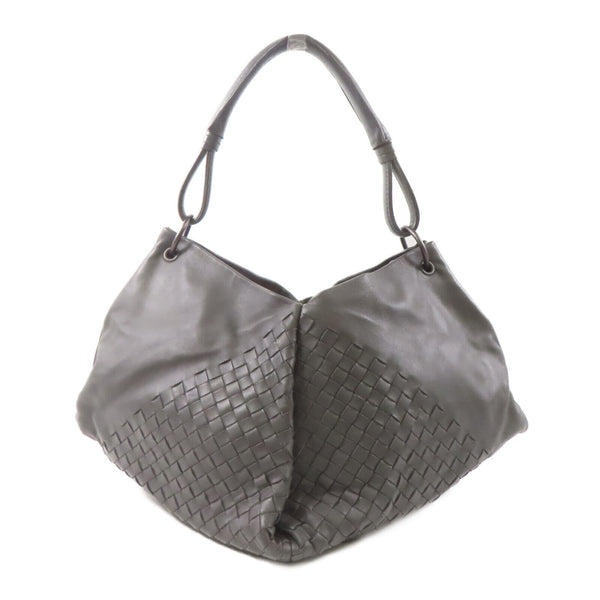 BOTTEGA VENETA BV Shoulder Bag Intrecciato Leather Gray