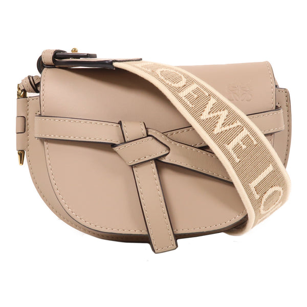 LOEWE GHW Mini Gate Shoulder Bag Calfskin Leather Grey