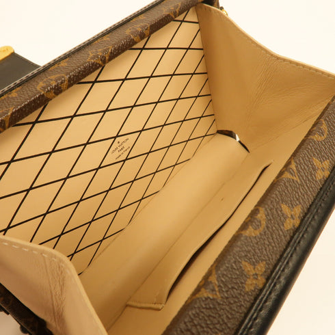 LOUIS VUITTON LV GHW Petite Malle Shoulder Bag Monogram M44199 Black/Brown