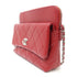 CHANEL Quilted CC SHW Chain Shoulder Bag Lambskin Leather Red v1