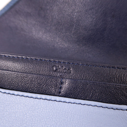 Chloe GHW Long Wallet Lambskin Leather Navy/Light Blue