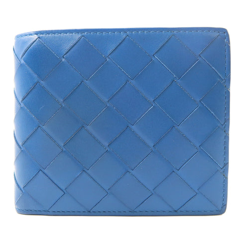 BOTTEGA VENETA Wallet Intrecciato Leather Blue