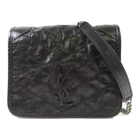 SAINT LAURENT YSL Chain Shoulder Bag Calfskin Leather Black