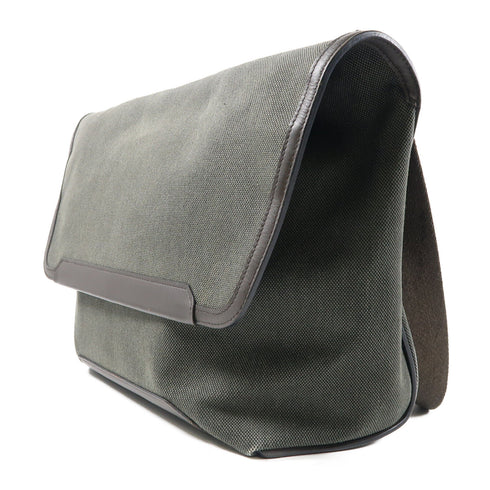 HERMES PHW Aller-Retour Messenger Shoulder Bag 066491C Canvas Green/Brown