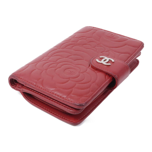 CHANEL CC SHW Wallet Lambskin Leather Red