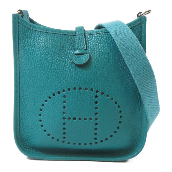 HERMES PHW Evelyne TPM Shoulder Bag Clemence Leather Green