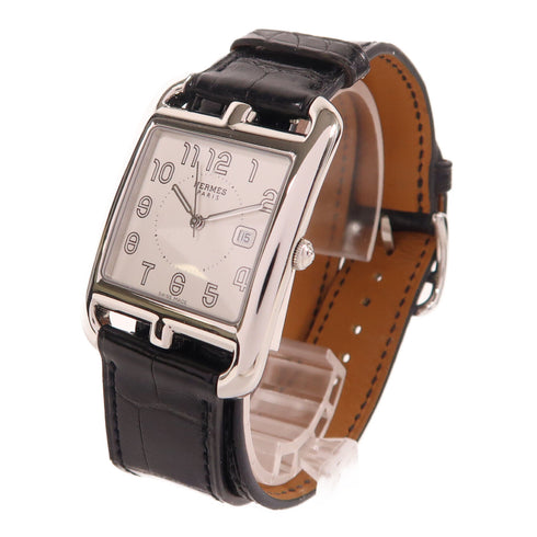 HERMES Cape Cod Quartz Watch CC2.710 Stainless Steel White