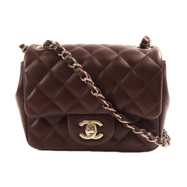 CHANEL CC SHW Classic 17 Chain Shoulder Bag Lambskin Leather Purple