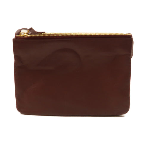 CELINE GHW Trio Shoulder Bag Calfskin Leather Wine Red