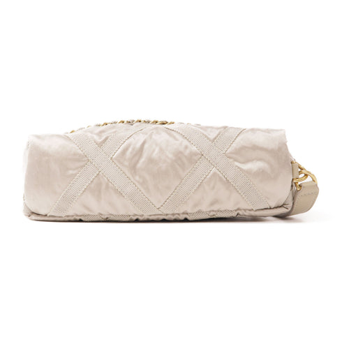 CHANEL CC GHW Accessories Pouch Handbag Nylon Silver