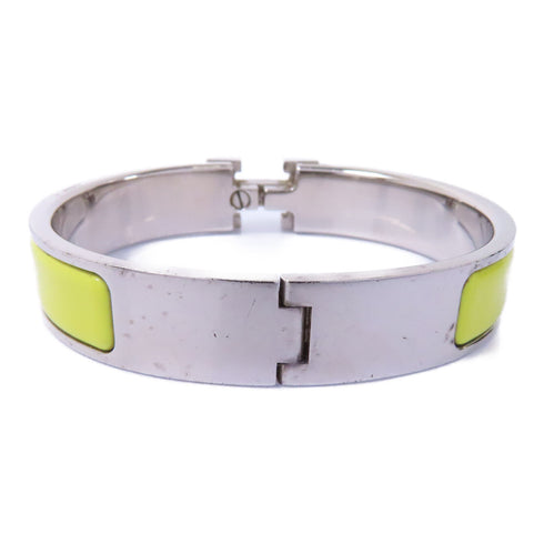 HERMES Clic H Bangle Bracelet Accessories Enamel Metal Yellow Silver