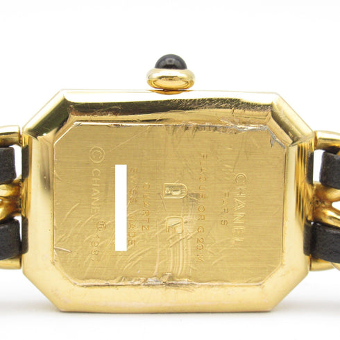 CHANEL CC Premiere L Quartz Watch H0001 Gold Plated Leather Black v2