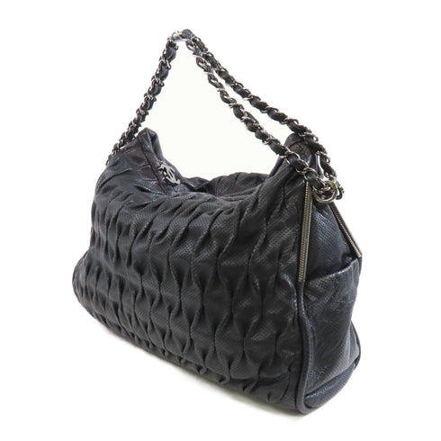 CHANEL CC SHW Chain Shoulder Bag Leather Black