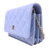 CHANEL CC GHW WOC Wallet On Chain Shoulder Bag Lambskin Leather Light Blue
