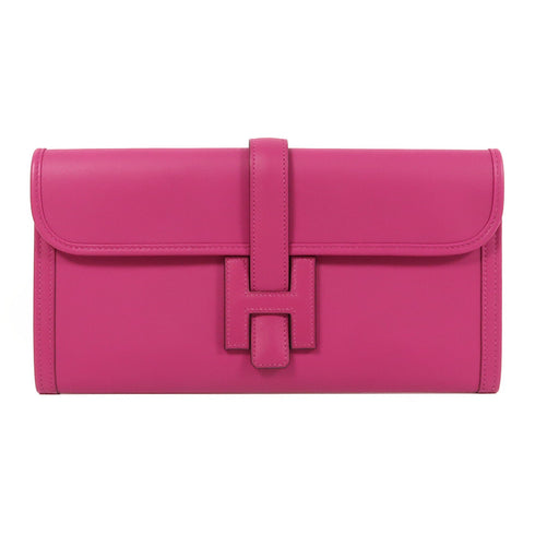 HERMES Jige Elan 29 Clutch Swift Leather Rose Pourpre
