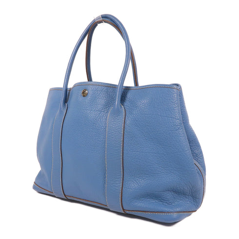 HERMES PHW GardenParty PM Hand Bag/Tote Bag Negonda Leather Bleu Jean