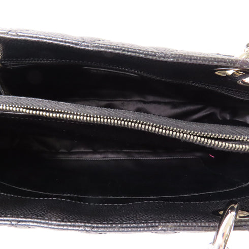 CHANEL CC SHW GST Grand Shopping Tote Shoulder Bag Calfskin Leather Black