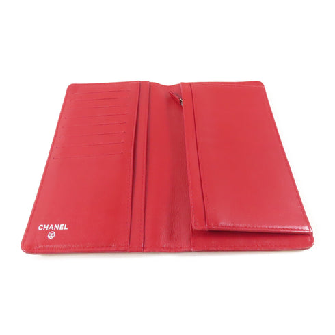 CHANEL CC Long Wallet 15550353 Calfskin Leather Red