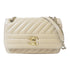 CHANEL Herringbone CC GHW Single Flap Chain Shoulder Bag Calfskin Leather Beige