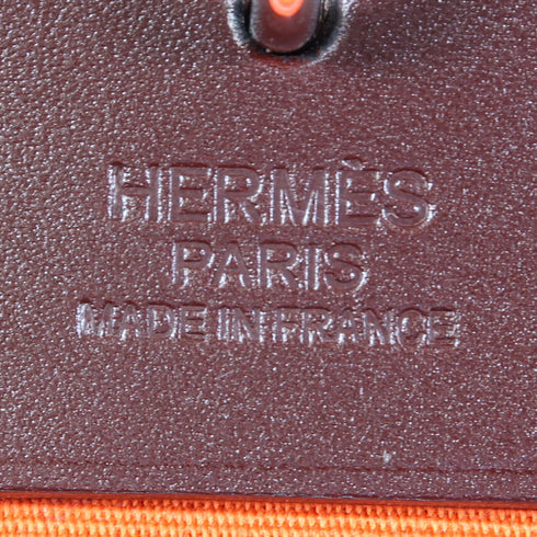 HERMES PHW Herbag PM 2 Way Bag Canvas/Leather Red/Brown