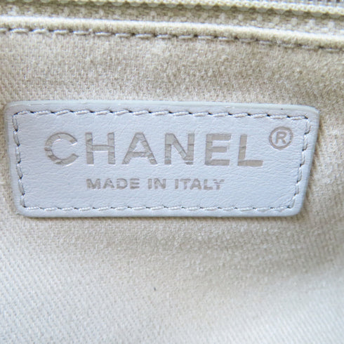 CHANEL Quilted CC SHW Single Flap Chain Shoulder Bag Tweed Navy White